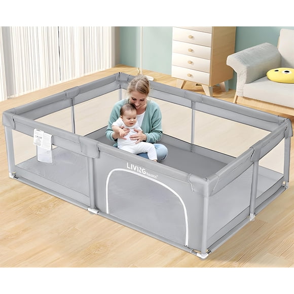 Baby Playpen, Extra Large 73"x61" Playard Baby Gates for Toddler, Kids Safety Activity Center, Infant Playpen Baby Fence with Door