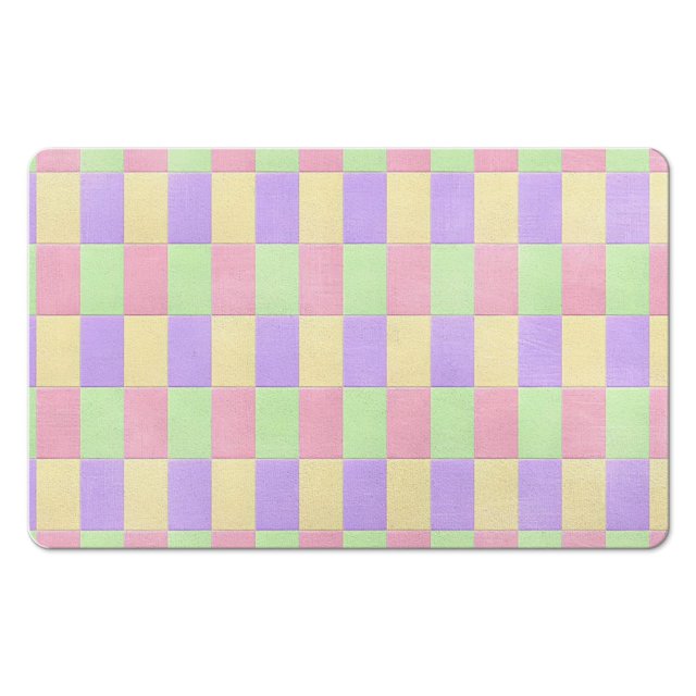 Machine-Washable Long Bath Mat - Checkered Bathroom Runner Rug, 20x32 inches, Non-Slip, Soft Microfiber, Water-Absorbent.
