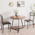 thumbnail image 3 of 3-Piece Dining Table Set for 2, Round Kitchen Table & Upholstered Chairs, Perfect for Small Spaces, Apartments, Studios & Breakfast Nooks - Space-Saving Cozy Seating, Retro, 3 of 9