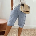 thumbnail image 1 of Womens Summer Woven Striped Patchwork Button Loose Cotton Linen Casual Capris, 1 of 6