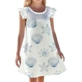 thumbnail image 1 of Chemise de Nuit pour Filles pour Tout-Petits, Imprimé Monde Océan, Col Rond, Sans Manches, Robe de Sommeil Confortable, Tenue d'Intérieur pour le Printemps et l'Été, Enfants, 1 of 3