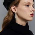 thumbnail image 1 of Design Jewelry Design Retro Satin Style Earrings High End Blue Green Gemstone Decorative Temperament Earrings, 1 of 6