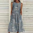 thumbnail image 1 of SMihono Robe Bohème d'Été pour Femmes Grande Taille Mode Robe Sans Manches à Col en V Décontractée à Imprimé avec Poches pour Femmes Printemps Été, 1 of 6