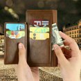 thumbnail image 2 of Kelvin Leather Flip Zipper Magnetic Wallet Phone Case Card Holder For iPhone 13 (Brown), 2 of 9