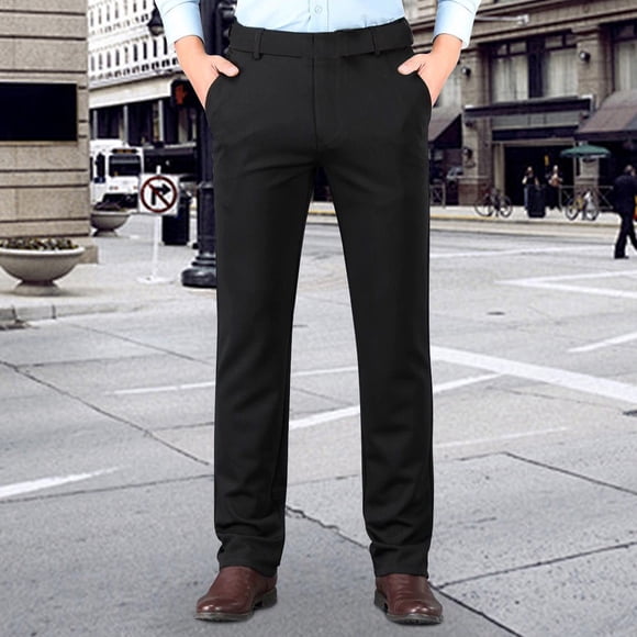 Pisexur Mens Dress Pants Ultimate Performance Stretch Chino Pants with Expandable Waist, Wrinkle Resistant Men's Pants Black,38