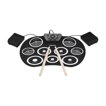 Yeacher Batterie Électronique Portable, Ensemble de Batterie Enroulable, 9 Plaquettes en Silicone, Alimentée par USB avec Pédales, Baguettes, Câble USB pour Étudiants et Enfants