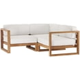 thumbnail image 2 of Modway Upland 3-Piece Solid Teak Wood Patio Sectional Sofa in Natural & White, 2 of 15