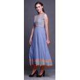 thumbnail image 3 of Bimba Robe Anarkali Géométrique Bleu Lavande Col Mandarin Sans Manches Kurtis pour Femmes Imprimé Robe Maxi Moyen, 3 of 6