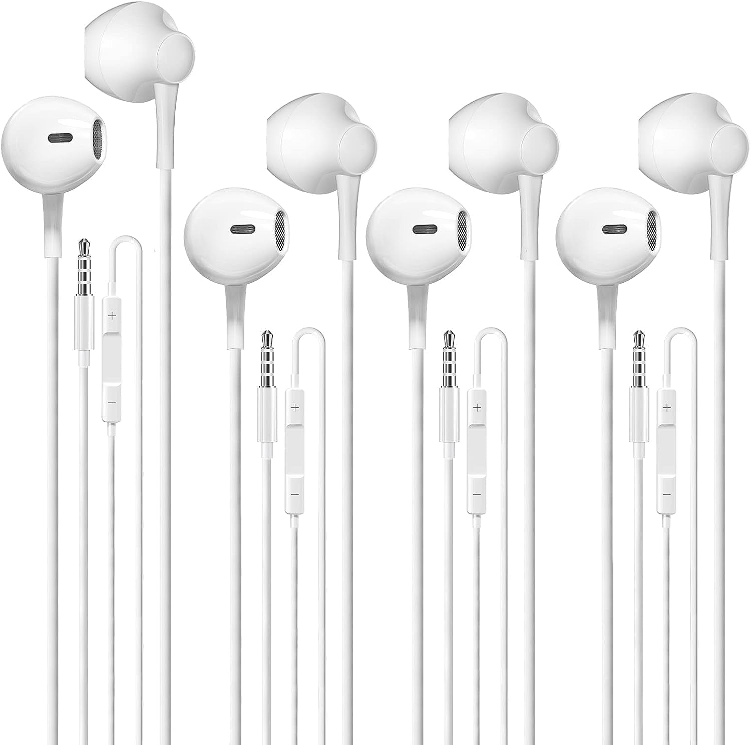 SURJDE 【4 Pack】 3.5mm Wired Headphones with Microphone and 3.5mm Jack for Android Phones、iPhone 、 ipad and Computers in Home、School and Airplane