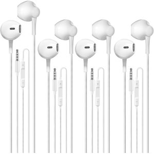 SURJDE 【paquet de 4 3.5mm Casques filaires avec Microphone et 3.5mm Jack pour Android Téléphones 、 ipad et ordinateurs à la maison