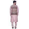 thumbnail image 3 of Atasi Kurta Pyjama Traditionnel Uni à Col Mandarin avec Ensemble de Veste Imprimée, 3 of 3