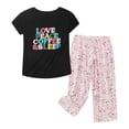 thumbnail image 1 of Wijhcboe 2025 Women Cotton Pajamas Set Robes for Women Set Short Sleeve Top Capri Short Sleeve Sleepwear for Women Pants Sleepwear Plus Woman Night Wear Animal Print Pajamas Women Lace Pajama Shorts, 1 of 9