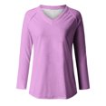 thumbnail image 4 of KIHOUT Spring Winter Womens Tops Fashion Casual Long Sleeve V-Neck Solid Color Ladies Tops Blouse, 4 of 4