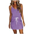 thumbnail image 2 of drppepioner Robe d'Été Femme Décontractée Mode d'Été Taille Poche Camis Sans Manches Robe à Col en V, 2 of 4