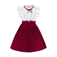 thumbnail image 3 of Milgrthf Girl's Summer Dresses Ruffle Cap Sleeve Pleated Dress High Waisted A Line Bow Ruffle Dress with Belt for 7-12 Years Red 10 Years, 3 of 4