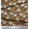 thumbnail image 3 of Soimoi Brown Poly Georgette Fabric Bow & Cat Face Kids Print Sewing Fabric Yard 52 Inch Wide, 3 of 3