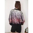 thumbnail image 3 of Womens Sequin Long Sleeve Front Zip Jacket with Ribbed Cuffs, 3 of 5