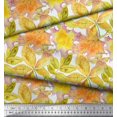 thumbnail image 2 of Soimoi Green Moss Georgette Fabric Autumn Leaves Decor Fabric Printed Yard 42 Inch Wide, 2 of 2