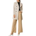 thumbnail image 2 of INSPIRE CHIC Women's Notched Lapel Double Breasted Mid Length Overcoat, 2 of 7