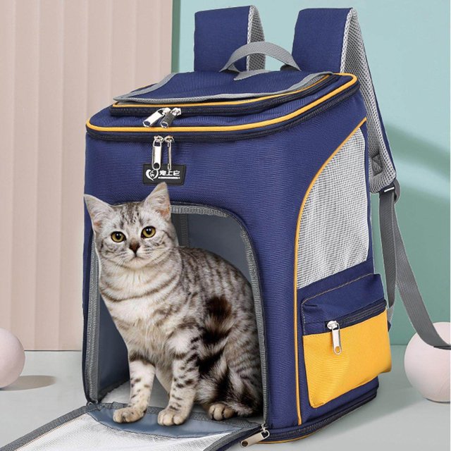 Transporteur de Voyage pour Animal Pliable avec Sangle Rembourrée, Léger, Poche de Transport, Voyage pour Animal pour la Maison, Plein Air, Randonnée, Jaune