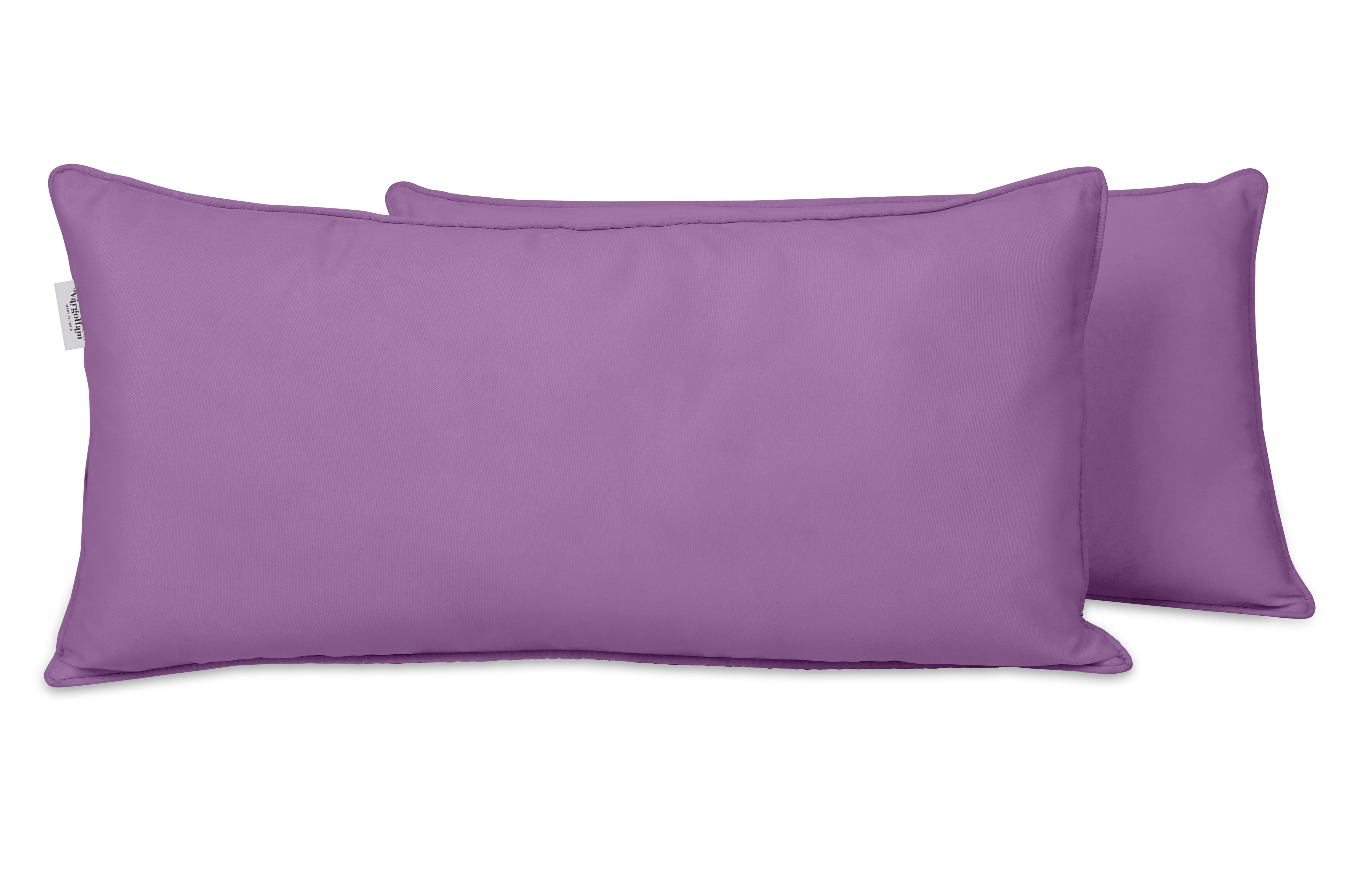 VargottamIndoor/OutdoorPolyester FabricLumbarPillowCover,All-Weather Waterproof Rectangular Cushion Case for Patio Furniture,12" x 24"Set of 2-Lavender