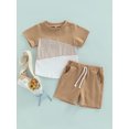 thumbnail image 2 of Fortune 2Pcs Little Boy Clothes Color Block Short Sleeve T-Shirts+Pockets Shorts 0-7 Years, 2 of 8
