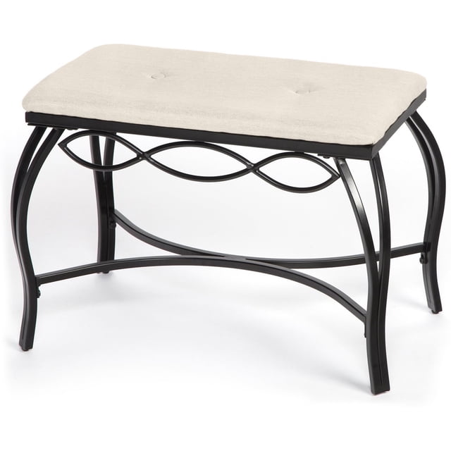 Mango Steam White Cream Shoe Bench - Vanity Seat for Makeup Room, Dressing Stool, Entryway Bench