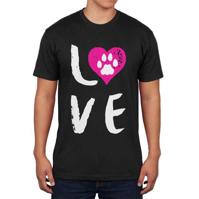 Heart LOVE Cat Dog Paw Mens Soft T Shirt