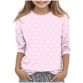 thumbnail image 1 of COM1950s Chemises pour Filles, Mode Enfant Couleur Unie Manches 3/4 Col Rond Hauts/chemise, 1 of 8