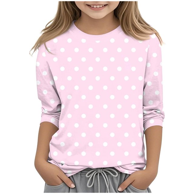 COM1950s Chemises pour Filles, Mode Enfant Couleur Unie Manches 3/4 Col Rond Hauts/chemise