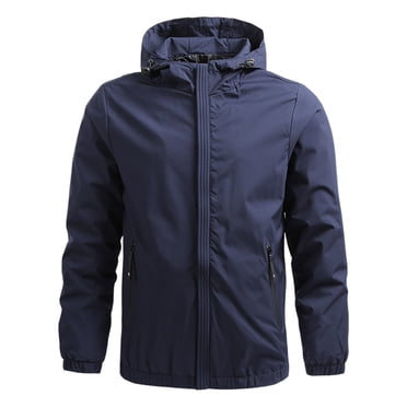 Pisexur Men's Coats Fashion Loose Windbreaker Jackets for Men Zip Up Hooded Bomber Jacket Casual Lightweight Trench Coat Plus Size Windproof Outwear Solid Color Trench Coats M-5XL