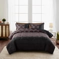 thumbnail image 2 of Marina Decoration Home Decor Ultra Soft Luxury Fluffy Goose Down Alternative Bedding Printed Comforter Set, Modern Black Grey Geometric Plaid Pattern, 2 of 6