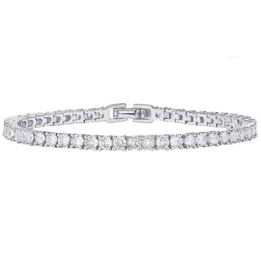 Paris Jewelry Bracelet Tennis Rond en Plaqué Or Blanc 18K avec Cristaux Paris de 4 Carats 7 Pouces