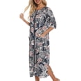 thumbnail image 3 of yievot Women's Zipper Robes Half Sleeve Zip Front Robe Lightweight House Coat Loungewear with Pockets, 3 of 4