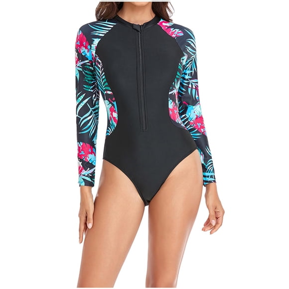 Lucky! 2023 Summer Women SuitSwimsuit Women Long Sleeve Diving Suit Siamese Women's Ladies Bikini Sets Beach Swimwear Bathing Suit Summer Beach Surfing One-Piece Zipper Swimwear