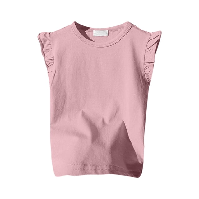 T-shirts pour Filles Unis T-Shirt Fille Tout-Petit Manches Courtes Col Rond Tenues d'Été pour Filles Tenues pour Filles 3-4 Ans Mode Filles
