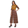thumbnail image 3 of Moomaya Printed Front Slit A-Line Kurtis For Women Short Sleeve Summer Kurta, 3 of 5