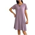 thumbnail image 4 of Timegard Pyjama pour Femme avec Soutien-Gorge Intégré Manches Courtes Col en V à Volants Tenue d'Intérieur Confortable Chemise de Nuit Décontractée, 4 of 5