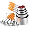 thumbnail image 1 of U-Taste 18/8 Stainless Steel Measuring Cups and Spoons Set: 10 Pieces Metal Stacking Kitchen Baking Cooking Food Measure Set 5 Cups 5 Spoons with Strengthened Weld Joints (Orange), 1 of 10
