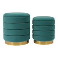 thumbnail image 1 of TOV Furniture Saturn Ottomans de Rangement en Velours 17.3"H Bleu Sarcelle (Ensemble de 2), 1 of 6
