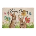 thumbnail image 1 of TopLLC Easter Bathroom Rug, Happy Easter Linen 15.7"x23.6" Cute Rabbit with Flowers Prints Floor Mat, Non-Slip Super Absorbent Entrance Doormat Quick Dry Decorative Carpet Spring Easter Decorations, 1 of 9