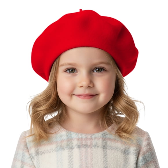 TOPTIE Kids Wool Beret Classic French Beret Dome Artist Hat for Boys & Girls Aged 2-8 Years