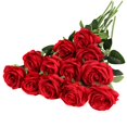 thumbnail image 1 of TETOU 10pcs Artificial Rose Flowers Petals Silk Fake Roses Real Touch for Party Bridal Wedding Centerpiece Bouquet Decor(Red), 1 of 6