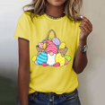 thumbnail image 2 of Pxiakgy Liquidation! T-Shirts de Pâques pour Femmes T-Shirt Lapin Heureux Col Rond Tee-Shirt Graphique Œuf de Pâques Hauts Graphiques de Vacances Mode Col Rond Imprimé de Pâques Manches Courtes T-Shirt Jaune TTG, 2 of 5