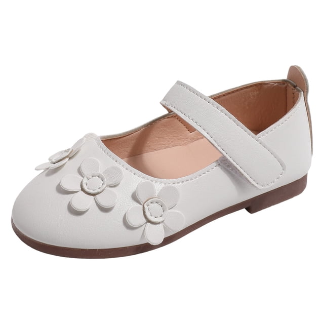 B91xZ Chaussures de Robe pour Tout-Petites Filles Ballerines Fille Rentrée des Classes Chaussures de Princesse de Mariage, Blanc 8.5
