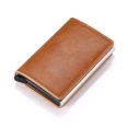 thumbnail image 1 of yeacher Men's RFID-Blocking Aluminum Cardholder Wallet with Auto-Eject Function, Brown Leather Credit Card Case for Business and Travel, 1 of 6