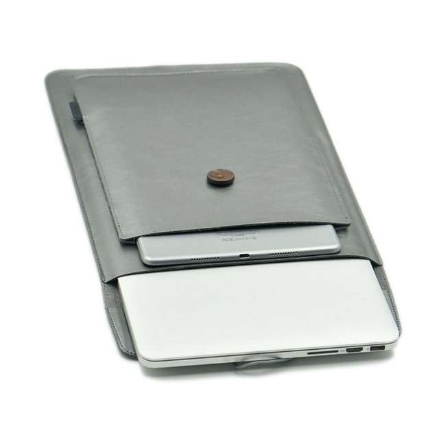 Double Layer High Capacity Laptop Bag Cover,Microfiber Leather NoteBook Sleeve Case For Surface Go 10" Pro7 12.3" Laptop2 Pro X, Faux Leather 12.3in Case, Grey