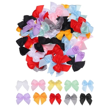 Unique Bargains Mini Ruban 1 Pieds 100 Pcs Mini Ruban en Satin Nœuds à Fleurs Artisanat Bricolage Couture Nœuds Multicolores