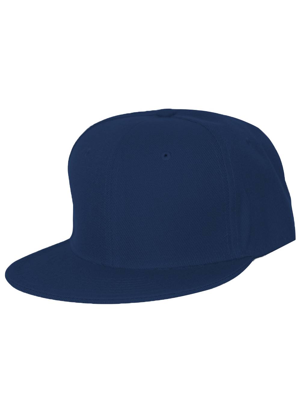 Plain Fitted Flat Bill Hat - Navy 71/2