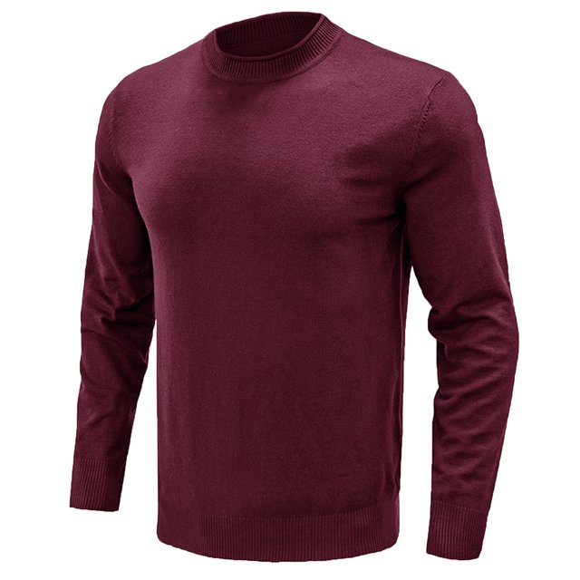 Mens Pullover Sweater Mens Long Sleeve Crew Neck Pullover Sweater Solid Color Top